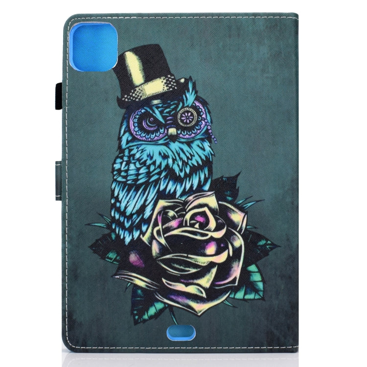 For iPad Pro 11 2020 Sewing Thread TPU Left and Right Flat Leather Tablet Case with Sleep Function & Card Slot & Buckle Anti-skid Strip and Pen Cover(Rose Owl) - iPad Pro 11 (2020) Cases by buy2fix | Online Shopping UK | buy2fix