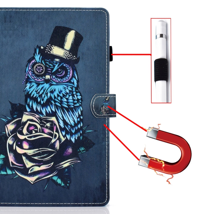 For iPad Pro 11 2020 Sewing Thread TPU Left and Right Flat Leather Tablet Case with Sleep Function & Card Slot & Buckle Anti-skid Strip and Pen Cover(Rose Owl) - iPad Pro 11 (2020) Cases by buy2fix | Online Shopping UK | buy2fix