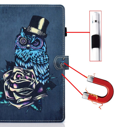 For iPad Pro 11 2020 Sewing Thread TPU Left and Right Flat Leather Tablet Case with Sleep Function & Card Slot & Buckle Anti-skid Strip and Pen Cover(Rose Owl) - iPad Pro 11 (2020) Cases by buy2fix | Online Shopping UK | buy2fix