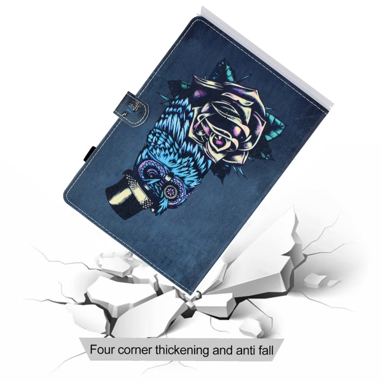 For iPad Pro 11 2020 Sewing Thread TPU Left and Right Flat Leather Tablet Case with Sleep Function & Card Slot & Buckle Anti-skid Strip and Pen Cover(Rose Owl) - iPad Pro 11 (2020) Cases by buy2fix | Online Shopping UK | buy2fix