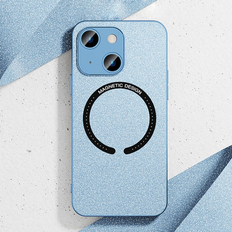 For iPhone 14 Leather Electroplated Magsafe Case (Blue) by buy2fix