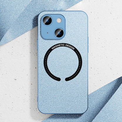 For iPhone 14 Leather Electroplated Magsafe Case (Blue) by buy2fix