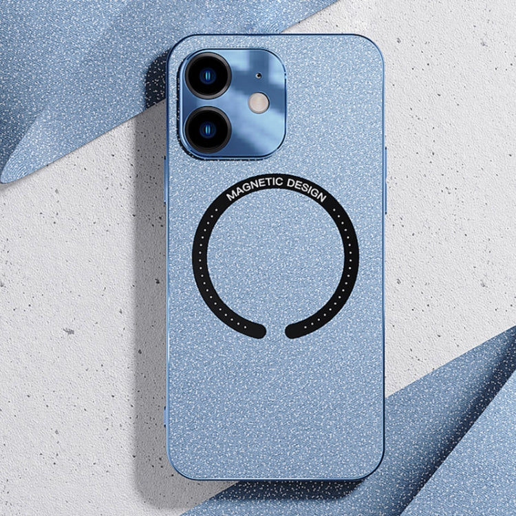 For iPhone 12 mini Leather Electroplated Magsafe Case (Blue) by buy2fix