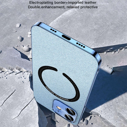 For iPhone 12 mini Leather Electroplated Magsafe Case (Blue) by buy2fix