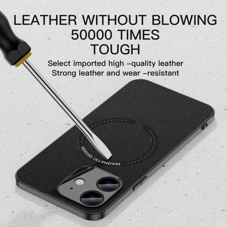 For iPhone 12 mini Leather Electroplated Magsafe Case (Blue) by buy2fix