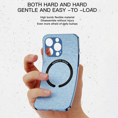 For iPhone 11 Pro Leather Electroplated Magsafe Case (Blue) by buy2fix