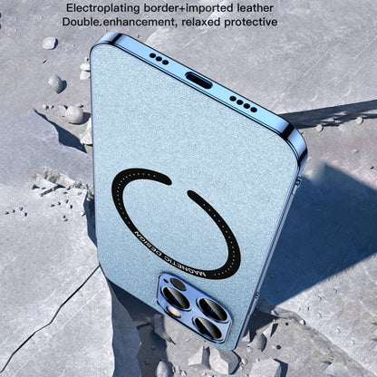 For iPhone 11 Pro Max Leather Electroplated Magsafe Case (Blue) by buy2fix