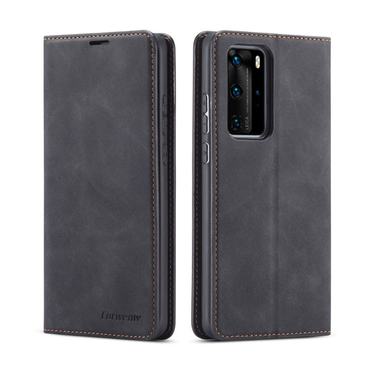 For Huawei P40 Pro / P40 Forwenw Dream Series Oil Edge Strong Magnetism Horizontal Flip Leather Case with Holder & Card Slots & Wallet & Photo Frame(Black)