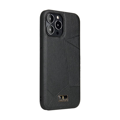 For iPhone 14 Pro Max Fierre Shann Leather Texture Phone Back Cover Case (Ox Tendon Black) - iPhone 14 Pro Max Cases by FIERRE SHANN | Online Shopping UK | buy2fix