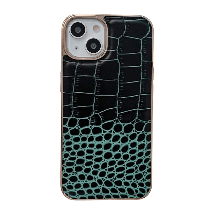 For iPhone 13 Crocodile Texture Genuine Leather Nano Electroplating Phone Case(Dark Green) - iPhone 13 Cases by buy2fix | Online Shopping UK | buy2fix