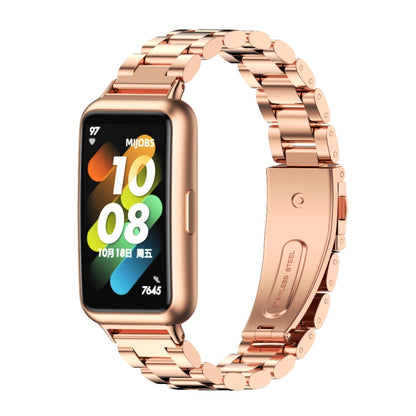 For Huawei Band 7 / 7 NFC MIJOBS Three-Bead Metal Stainless Steel Watch Band(Rose Gold) by MIJOBS