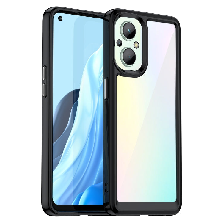 For OPPO Reno 7 Lite Colorful Series Acrylic + TPU Phone Case(Black) by buy2fix