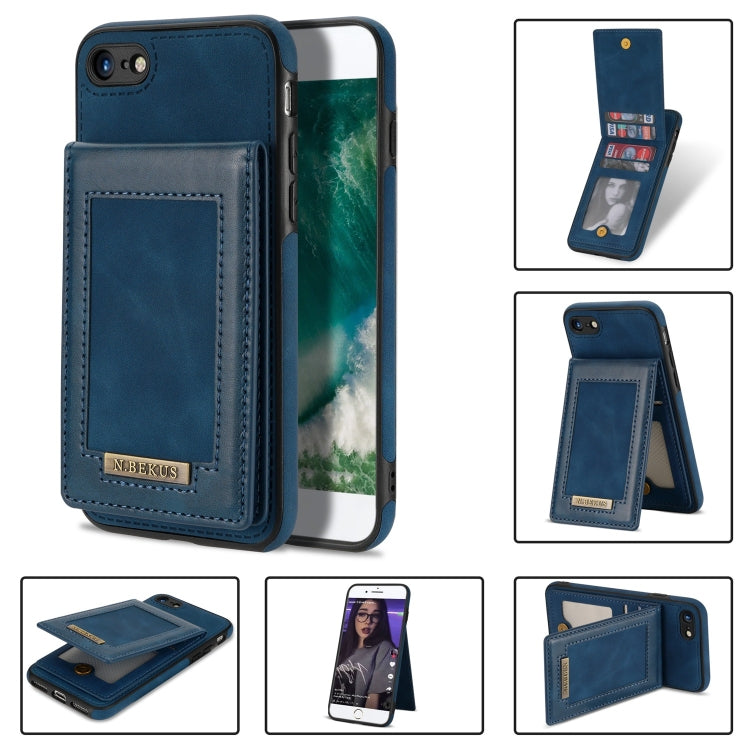For iPhone SE 2022 / SE 2020 / 8 / 7 N.BEKUS Vertical Flip Card Slot RFID Phone Case(Blue) - iPhone SE 2022 / 2020 / 8 / 7 Cases by N.BEKUS | Online Shopping UK | buy2fix