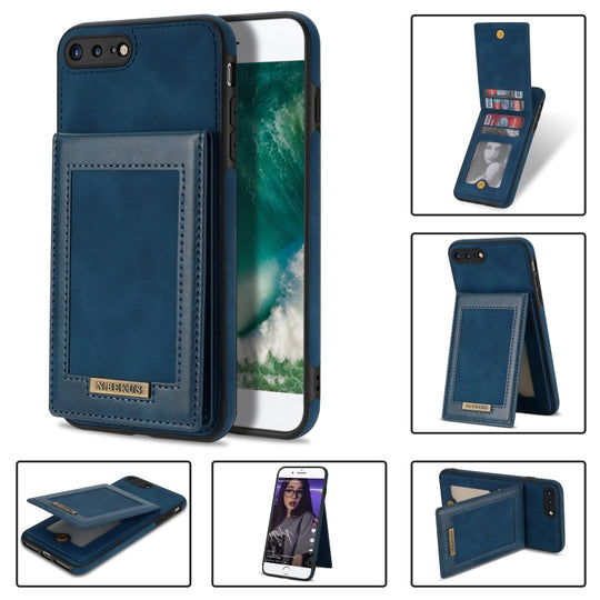 N.BEKUS Vertical Flip Card Slot RFID Phone Case For iPhone 8 Plus / 7 Plus(Blue)