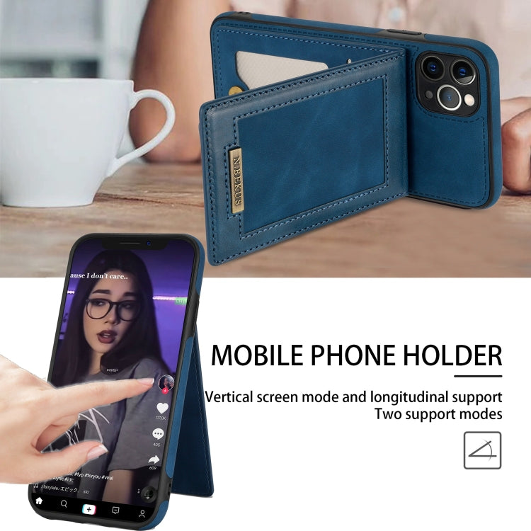 For iPhone 11 Pro Max N.BEKUS Vertical Flip Card Slot RFID Phone Case (Blue) - iPhone 11 Pro Max Cases by N.BEKUS | Online Shopping UK | buy2fix