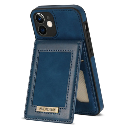 For iPhone 12 mini N.BEKUS Vertical Flip Card Slot RFID Phone Case (Blue) - iPhone 12 mini Cases by N.BEKUS | Online Shopping UK | buy2fix