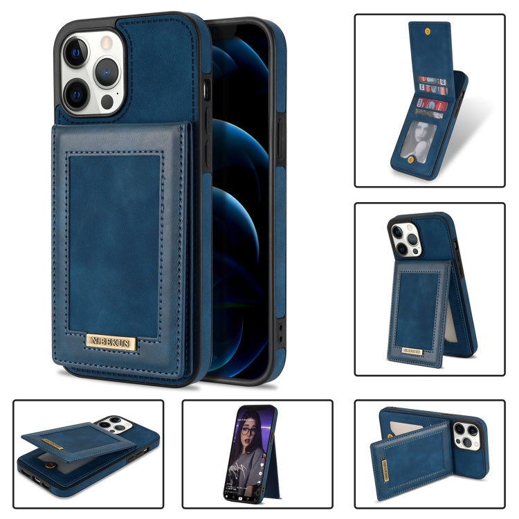 For iPhone 12 Pro Max N.BEKUS Vertical Flip Card Slot RFID Phone Case(Blue) - iPhone 12 Pro Max Cases by N.BEKUS | Online Shopping UK | buy2fix
