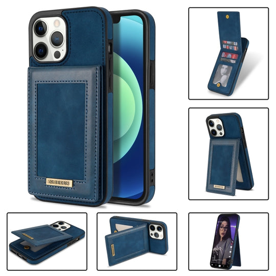For iPhone 13 Pro Max N.BEKUS Vertical Flip Card Slot RFID Phone Case (Blue)