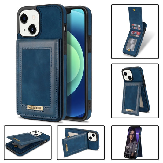 For iPhone 14 N.BEKUS Vertical Flip Card Slot RFID Phone Case (Blue) - iPhone 14 Cases by N.BEKUS | Online Shopping UK | buy2fix