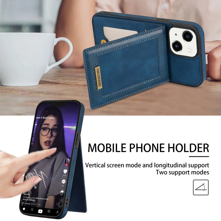 For iPhone 14 N.BEKUS Vertical Flip Card Slot RFID Phone Case (Blue) - iPhone 14 Cases by N.BEKUS | Online Shopping UK | buy2fix