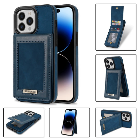 For iPhone 14 Pro N.BEKUS Vertical Flip Card Slot RFID Phone Case(Blue)