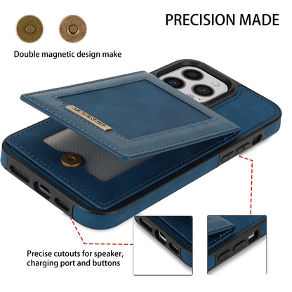 For iPhone 14 Pro N.BEKUS Vertical Flip Card Slot RFID Phone Case(Blue) - iPhone 14 Pro Cases by N.BEKUS | Online Shopping UK | buy2fix