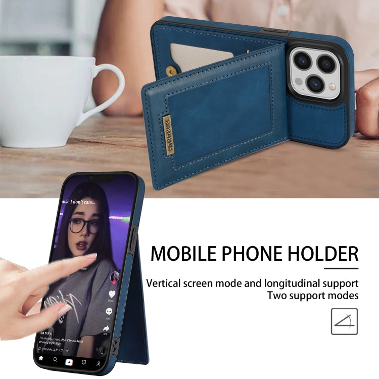 For iPhone 11 Pro Max N.BEKUS Vertical Flip Card Slot RFID Phone Case For iPhone 14 Pro Max(Blue) - iPhone 11 Pro Max Cases by N.BEKUS | Online Shopping UK | buy2fix