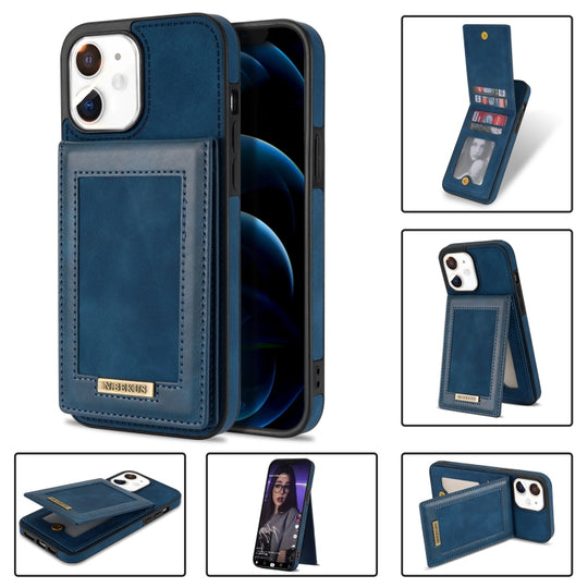 For iPhone 11 N.BEKUS Vertical Flip Card Slot RFID Phone Case (Blue)