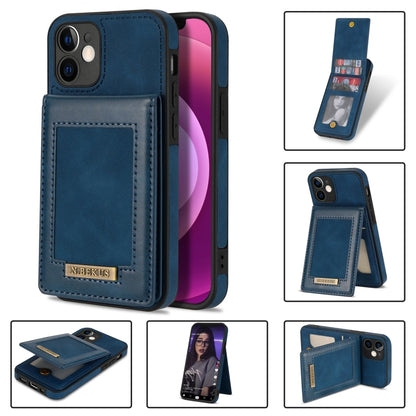 For iPhone 12 N.BEKUS Vertical Flip Card Slot RFID Phone Case(Blue) - iPhone 12 / 12 Pro Cases by N.BEKUS | Online Shopping UK | buy2fix
