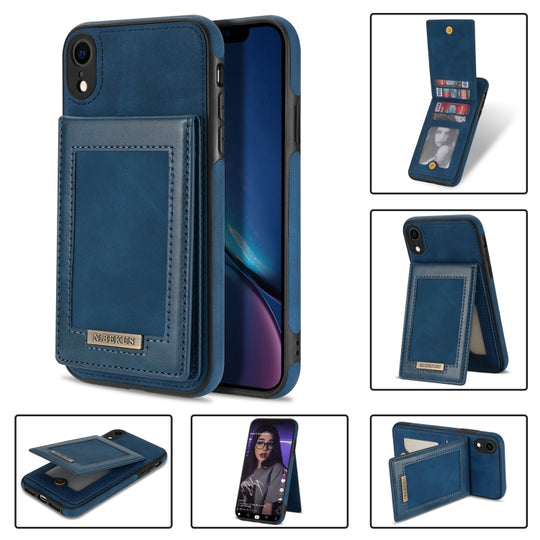For iPhone XR N.BEKUS Vertical Flip Card Slot RFID Phone Case(Blue)