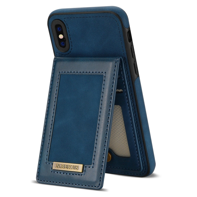 For iPhone XS Max N.BEKUS Vertical Flip Card Slot RFID Phone Case(Blue) - More iPhone Cases by N.BEKUS | Online Shopping UK | buy2fix