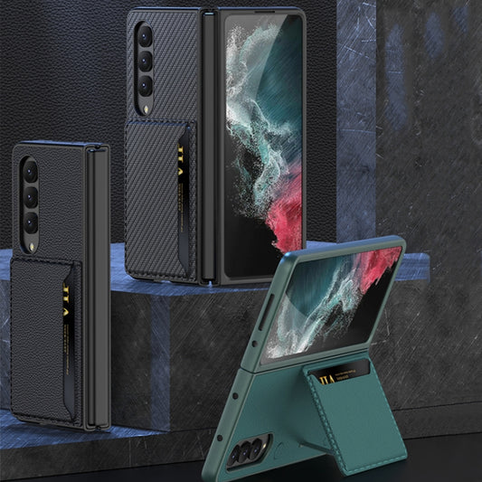 For Samsung Galaxy Z Fold4 GKK Ultra-thin Leather Phone Case with Card Slots(Silver) - Galaxy Z Fold4 5G Cases by GKK | Online Shopping UK | buy2fix