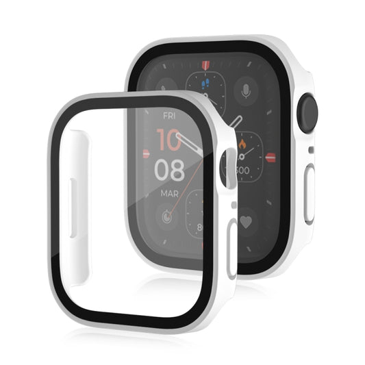 Life Waterproof Frosted 2 in 1 PC Frame + Tempered Glass Protective Case For Apple Watch Series 6 / 5 / 4 / SE 44mm(White) by buy2fix