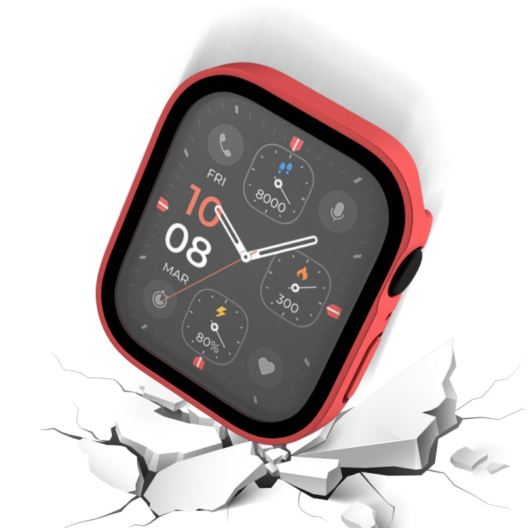 Life Waterproof Frosted 2 in 1 PC Frame + Tempered Glass Protective Case For Apple Watch Series 6 / 5 / 4 / SE 40mm(Red) by buy2fix