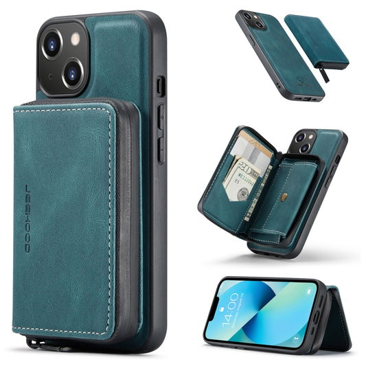 For iPhone 14 JEEHOOD Magnetic Zipper Wallet Leather Phone Case (Blue) - iPhone 14 Cases by JEEHOOD | Online Shopping UK | buy2fix