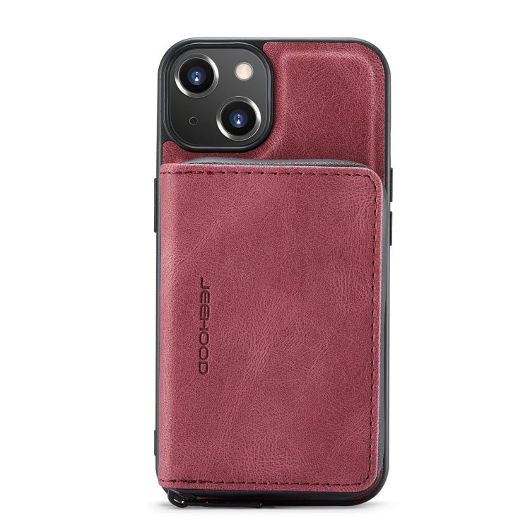 For iPhone 14 JEEHOOD Magnetic Zipper Wallet Leather Phone Case (Red) - iPhone 14 Cases by JEEHOOD | Online Shopping UK | buy2fix