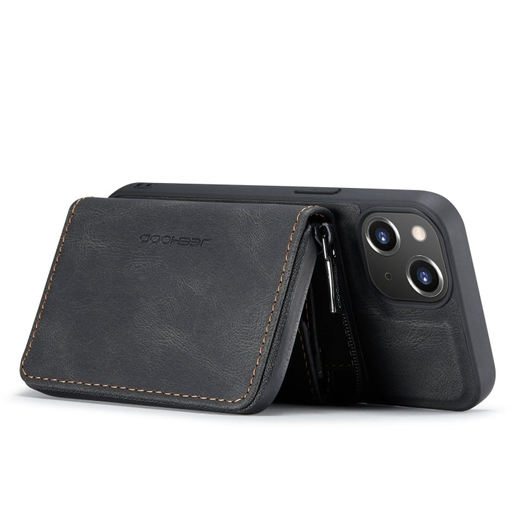 For iPhone 14 Plus JEEHOOD Magnetic Zipper Wallet Leather Phone Case (Black) - iPhone 14 Plus Cases by JEEHOOD | Online Shopping UK | buy2fix