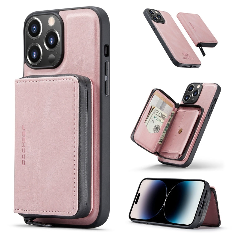For iPhone 14 Pro JEEHOOD Magnetic Zipper Wallet Leather Phone Case(Pink) - iPhone 14 Pro Cases by JEEHOOD | Online Shopping UK | buy2fix