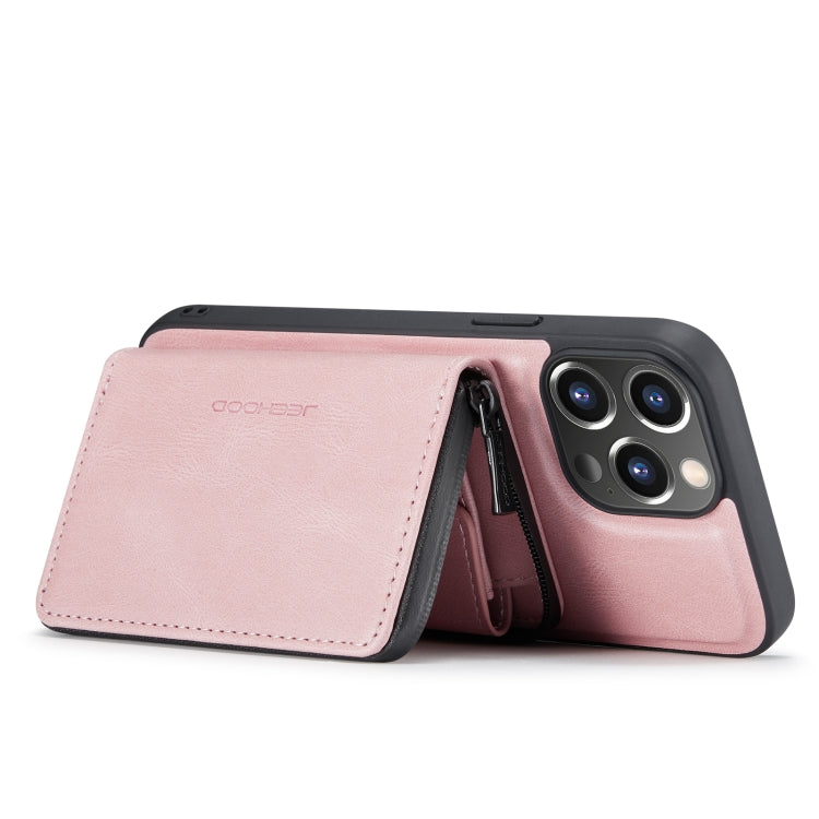 For iPhone 14 Pro JEEHOOD Magnetic Zipper Wallet Leather Phone Case(Pink) - iPhone 14 Pro Cases by JEEHOOD | Online Shopping UK | buy2fix