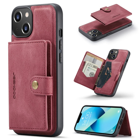 For iPhone 14 JEEHOOD Retro Magnetic Detachable Leather Phone Case (Red) - iPhone 14 Cases by JEEHOOD | Online Shopping UK | buy2fix