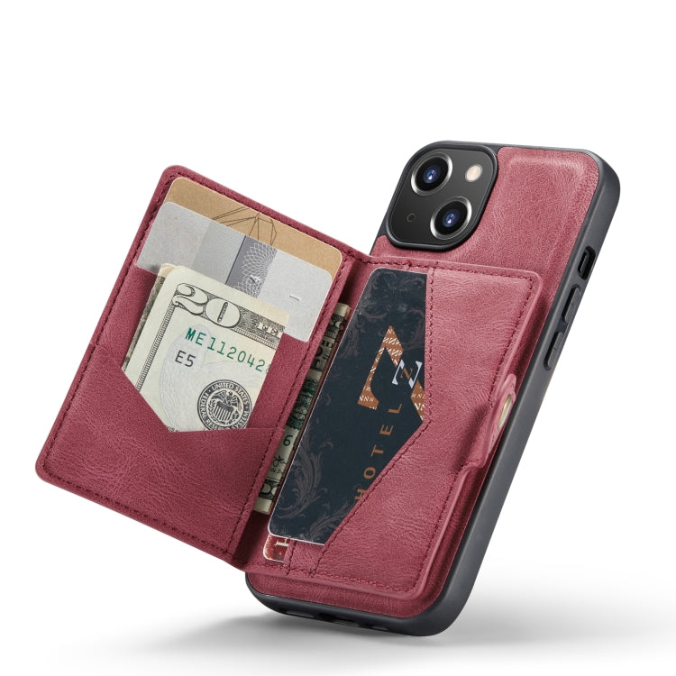 For iPhone 14 JEEHOOD Retro Magnetic Detachable Leather Phone Case (Red) - iPhone 14 Cases by JEEHOOD | Online Shopping UK | buy2fix