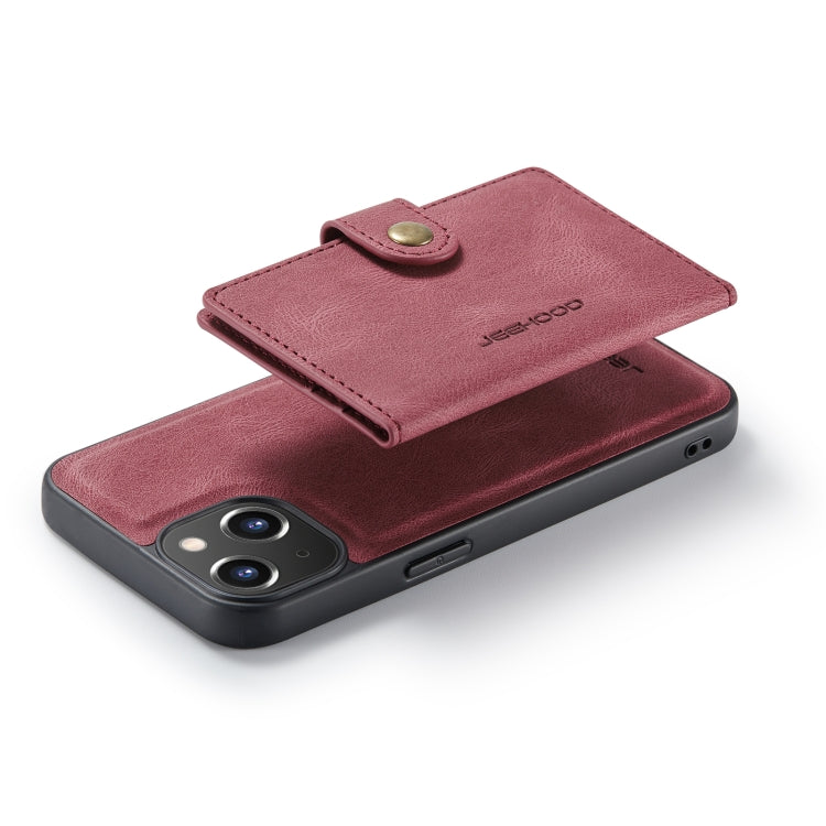 For iPhone 14 JEEHOOD Retro Magnetic Detachable Leather Phone Case (Red) - iPhone 14 Cases by JEEHOOD | Online Shopping UK | buy2fix