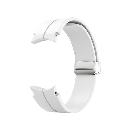 For Samsung Galaxy Watch5 40&44mm / Pro 45mm Folding Silver Buckle Silicone Watch Band(White) - Watch Bands by buy2fix | Online Shopping UK | buy2fix