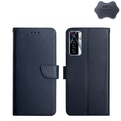 For Tecno Camon 17 Pro Genuine Leather Fingerprint-proof Horizontal Flip Phone Case(Blue) - Tecno Cases by buy2fix | Online Shopping UK | buy2fix