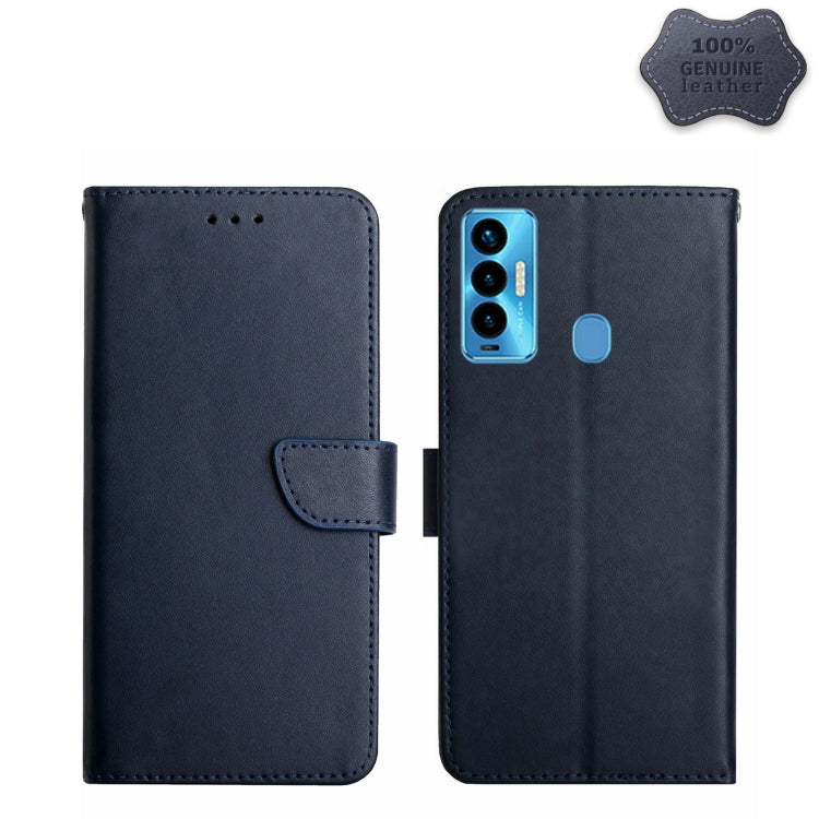 For Tecno Camon 18i Genuine Leather Fingerprint-proof Horizontal Flip Phone Case(Blue) - Tecno Cases by buy2fix | Online Shopping UK | buy2fix