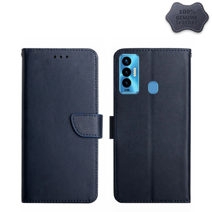 For Tecno Camon 18i Genuine Leather Fingerprint-proof Horizontal Flip Phone Case(Blue) - Tecno Cases by buy2fix | Online Shopping UK | buy2fix