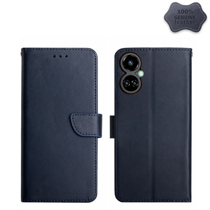 For Tecno Camon 19 4G Genuine Leather Fingerprint-proof Horizontal Flip Phone Case(Blue) - Tecno Cases by buy2fix | Online Shopping UK | buy2fix