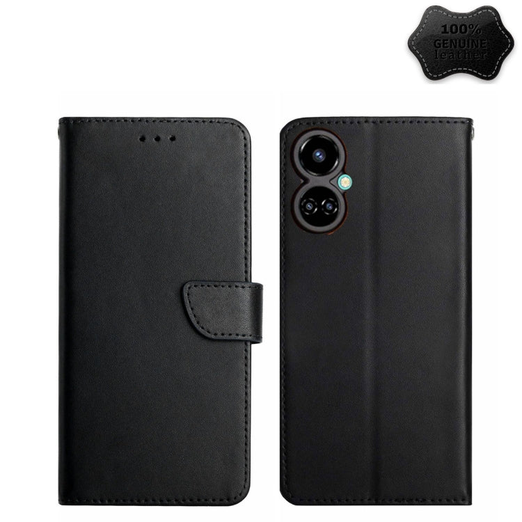 For Tecno Camon 19 Pro 4G Genuine Leather Fingerprint-proof Horizontal Flip Phone Case(Black) - Tecno Cases by buy2fix | Online Shopping UK | buy2fix
