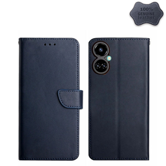 For Tecno Camon 19 Pro 4G Genuine Leather Fingerprint-proof Horizontal Flip Phone Case(Blue) - Tecno Cases by buy2fix | Online Shopping UK | buy2fix