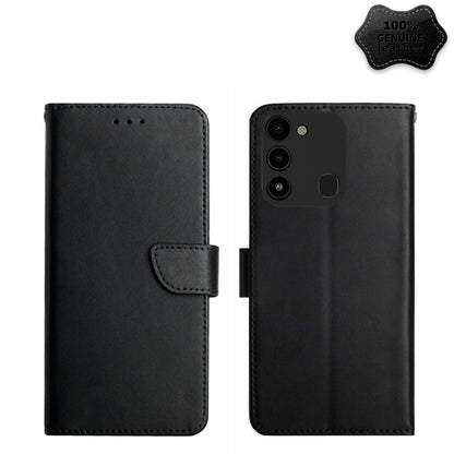 For Tecno Spark Go 2022 Genuine Leather Fingerprint-proof Horizontal Flip Phone Case(Black) - Tecno Cases by buy2fix | Online Shopping UK | buy2fix